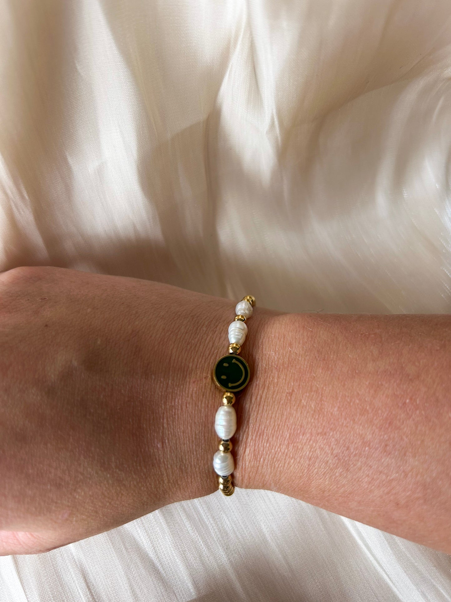 Armband smiley roestvrijstalen kralen