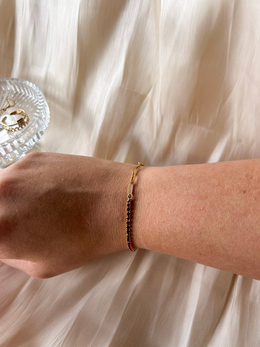 Armband stainless steel goud en rood