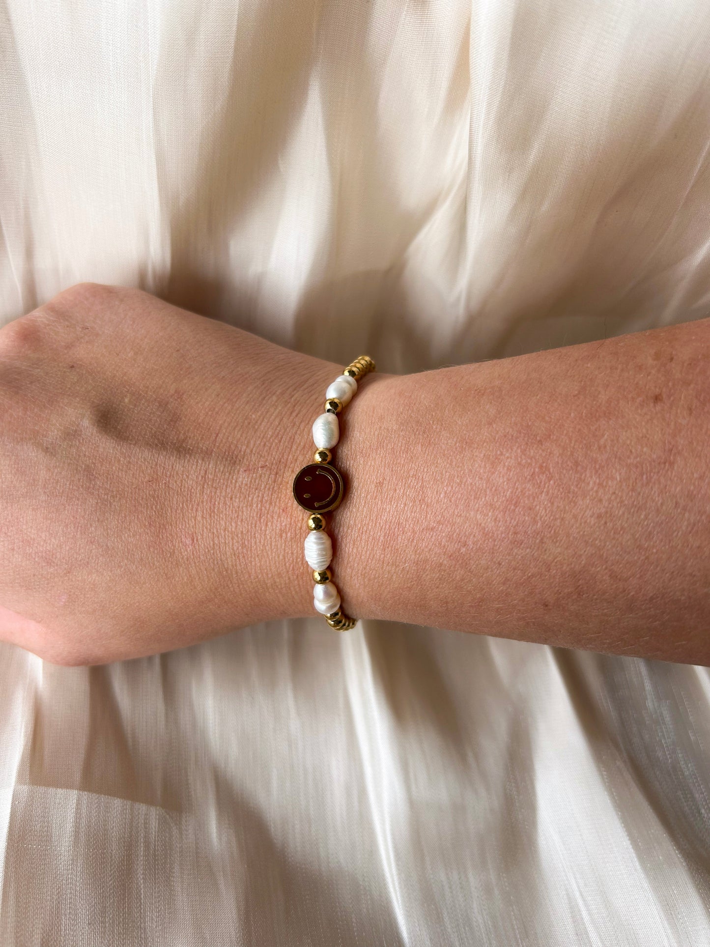 Armband smiley roestvrijstalen kralen