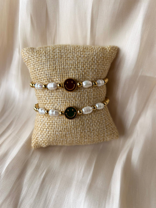 Armband smiley roestvrijstalen kralen