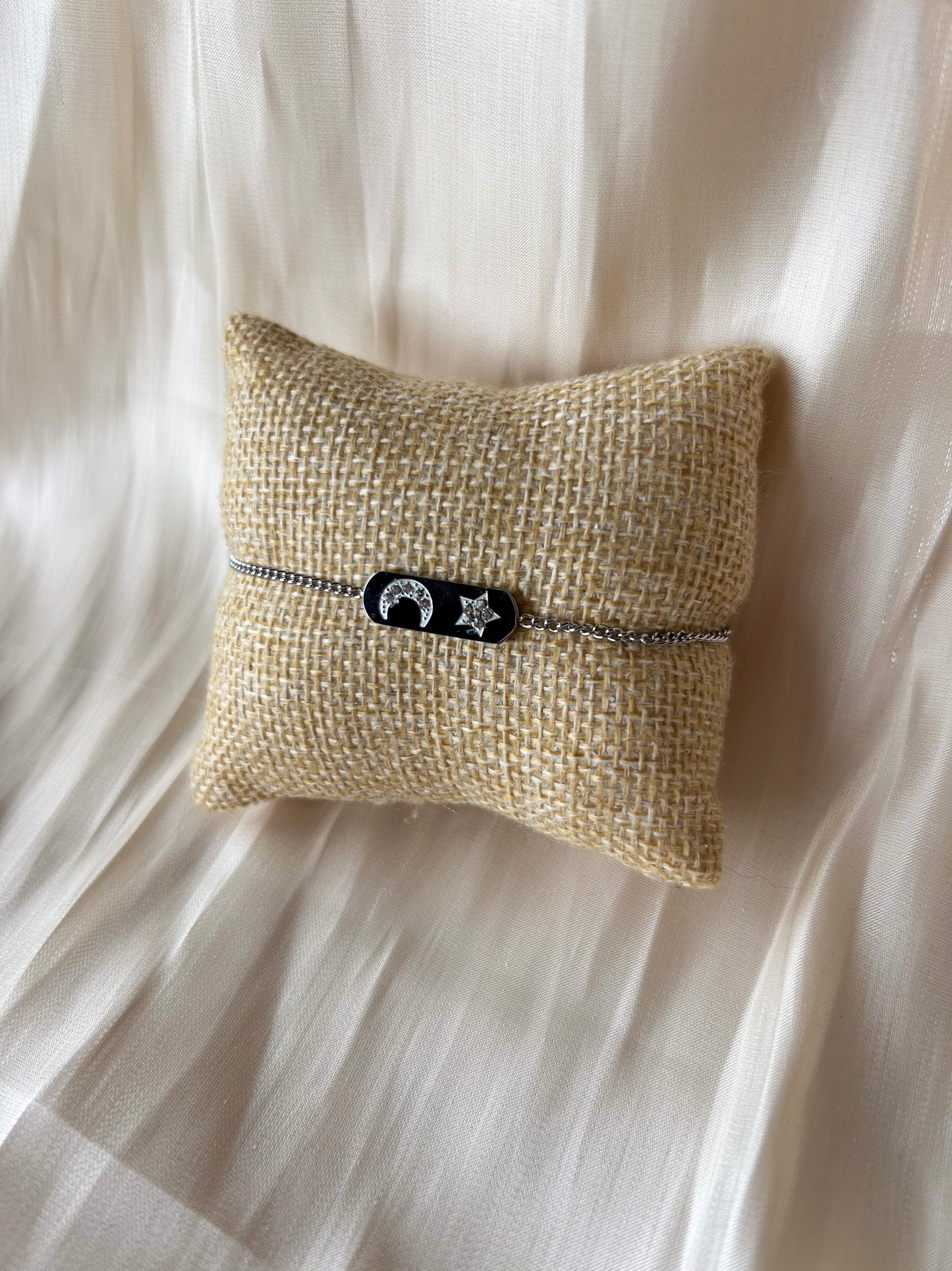 Armband stainless steel zilver star & moon