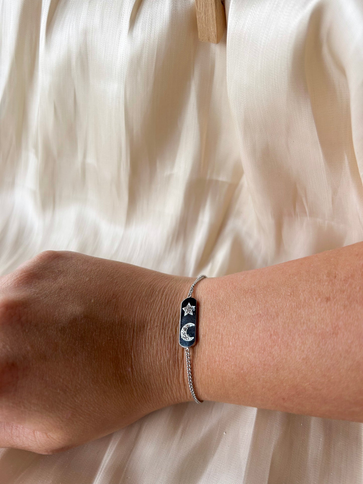 Armband stainless steel zilver star & moon