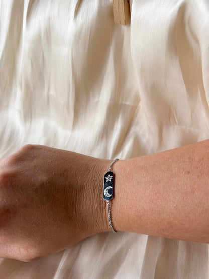 Armband stainless steel zilver star & moon