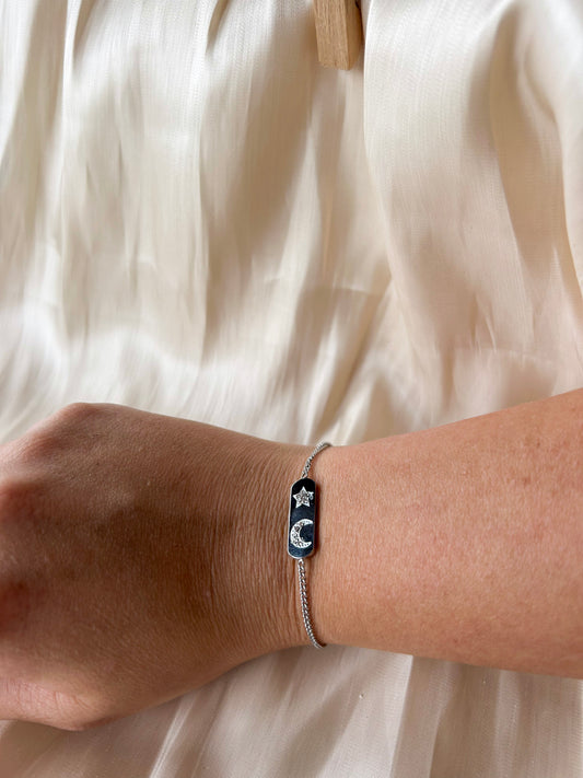 Armband stainless steel zilver star & moon