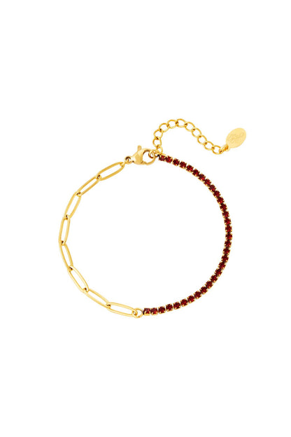 Armband stainless steel goud en rood