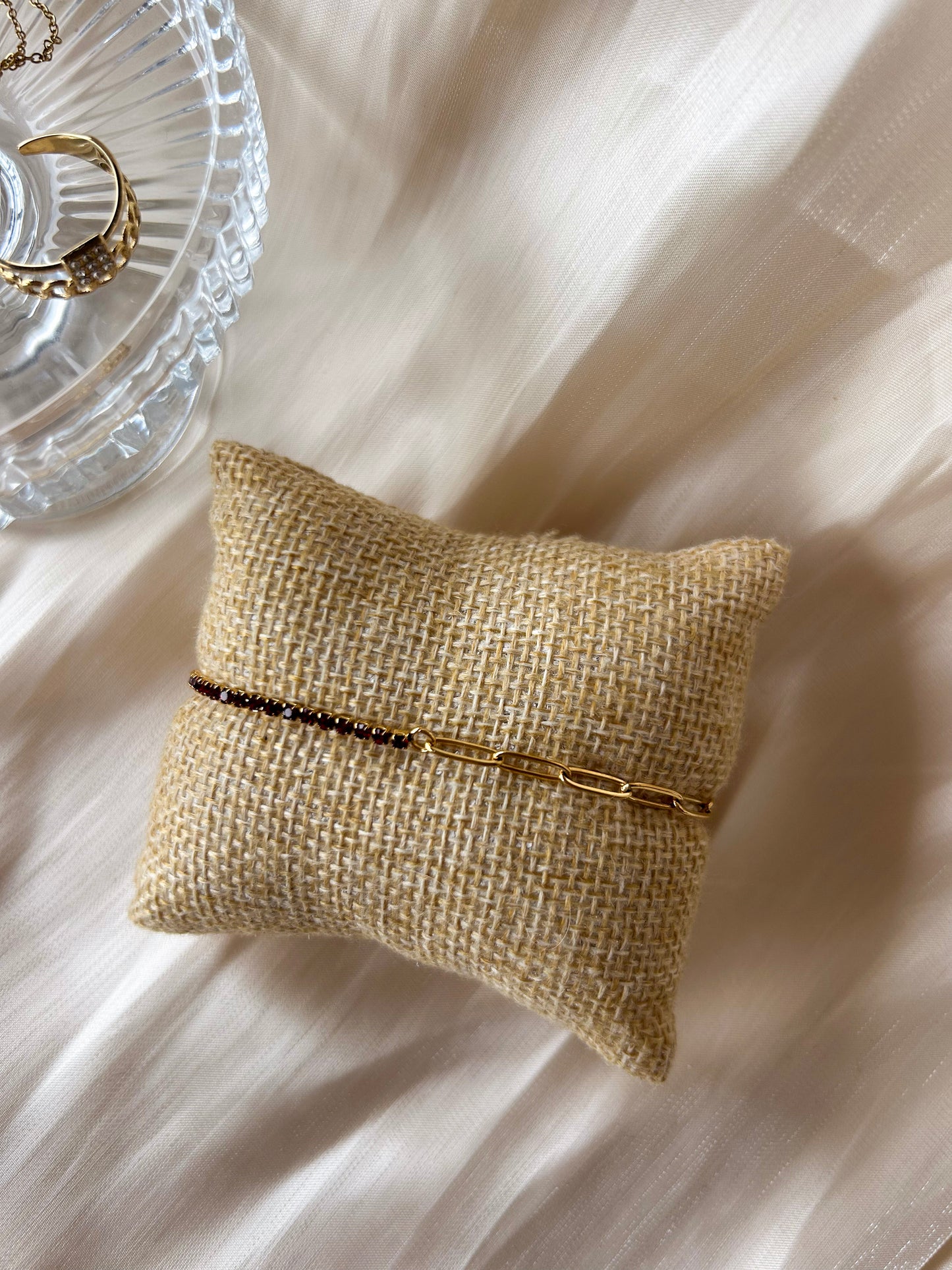 Armband stainless steel goud en rood