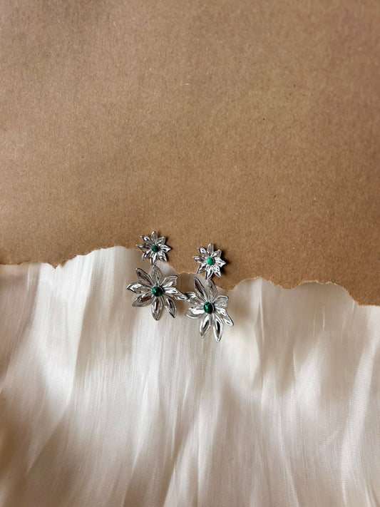 Oorbellen zilverkleurig stainless steel- bloom